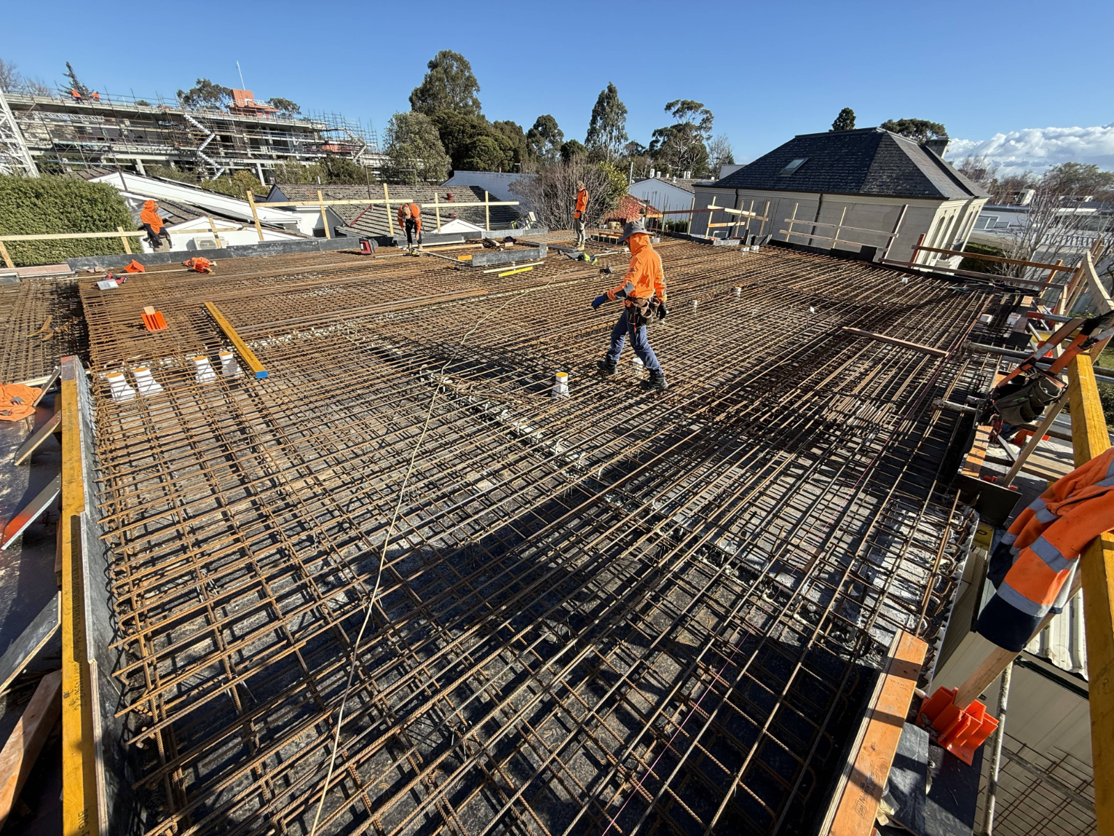 Slab pour with rebar